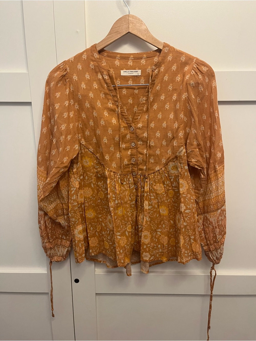 Spell & The Gypsy Rust Floral Boho Peasant Blouse